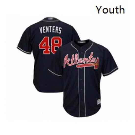 Youth Atlanta Braves 48 Jonny Venters Replica Blue Alternate Road Cool Base Baseball Jersey